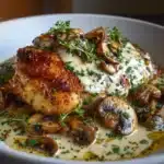 Pollo Sellado con Salsa Cremosa de Champiñones