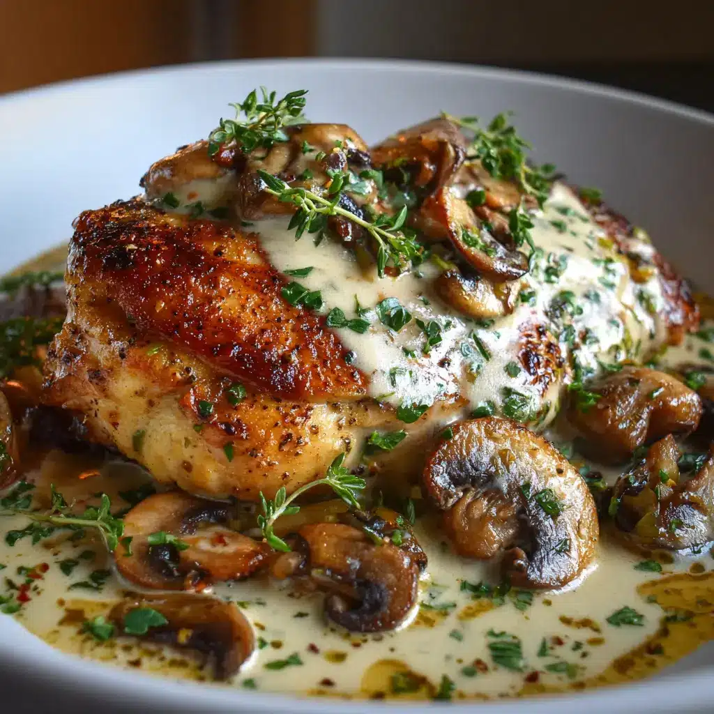 Pollo Sellado con Salsa Cremosa de Champiñones