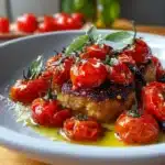 Malfatti de berenjena ahumada con tomates cherry