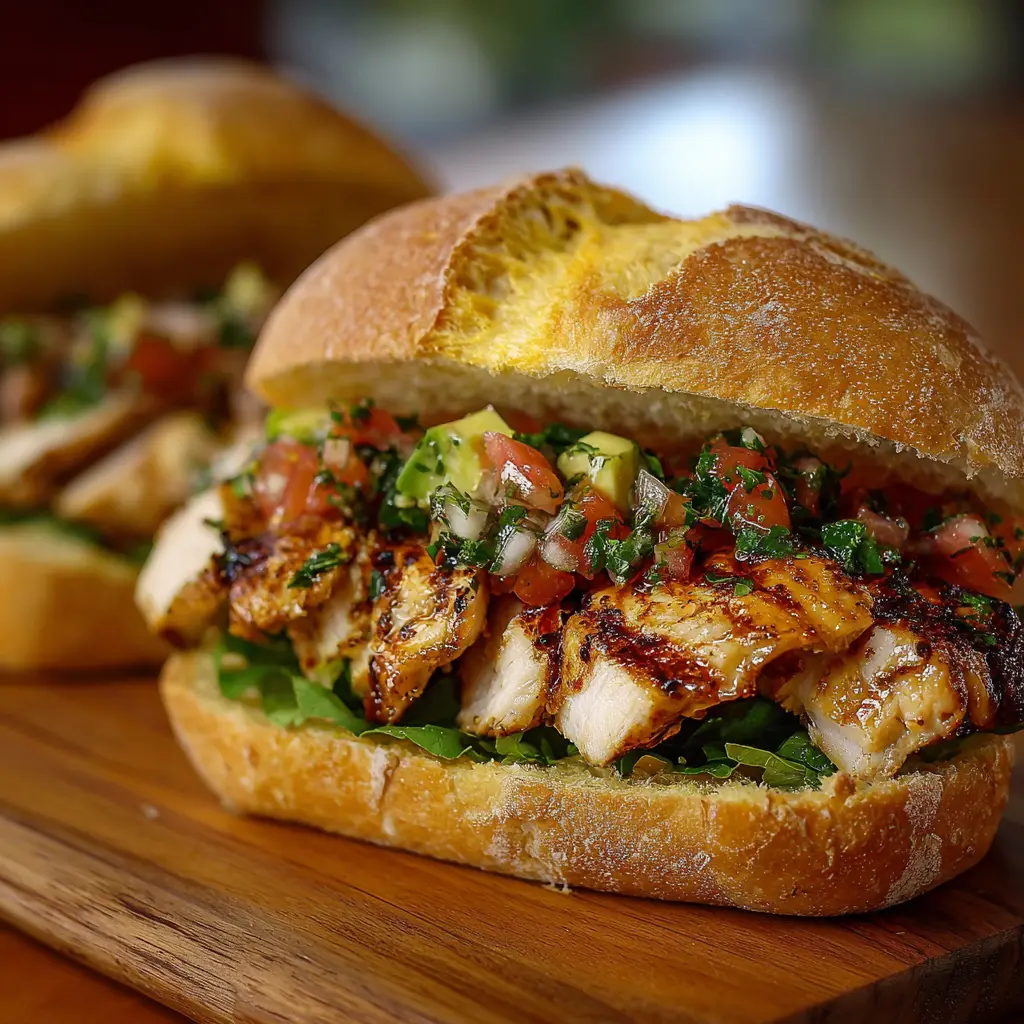 Sándwich de pollo marinado