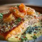 Salmón cremoso a la toscana con camarones