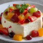 Gelatina Cremosa de Queso Crema con Frutas Frescas