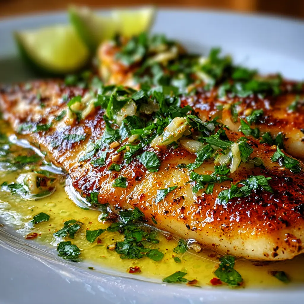 Filete de pescado con mantequilla y ajo