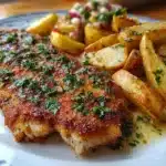 Filete de Pescado Crujiente Papas Fritas