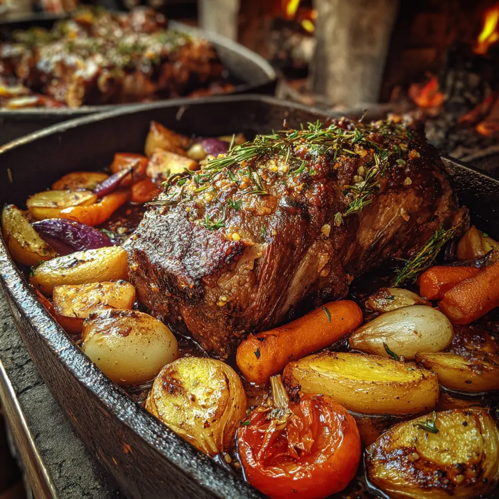 Pierna de Res al Horno que se Deshace en la Boca + Verduras Doradas 🤤