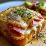 Tostado keto de jamón de pollo y queso