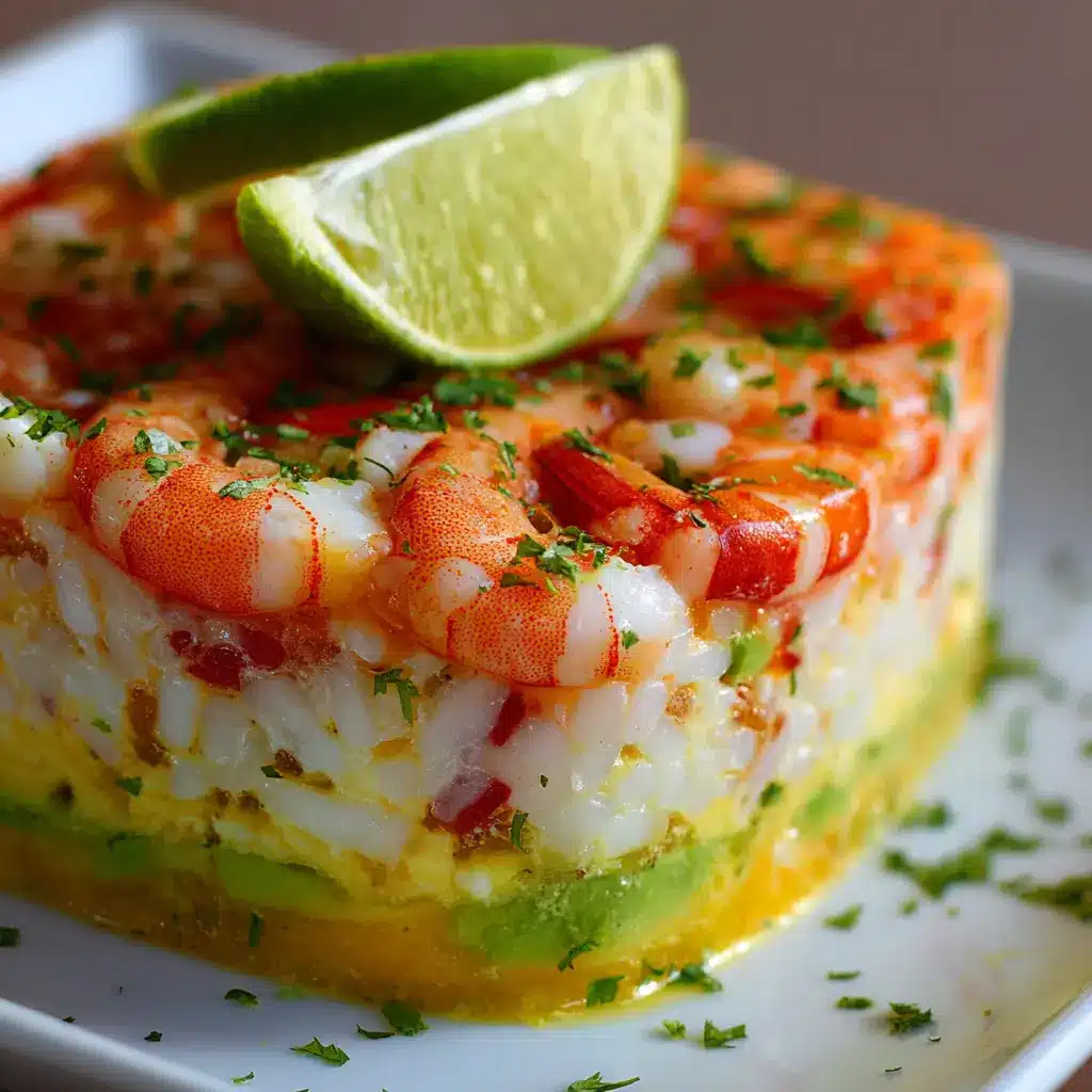 Causa limeña de langostinos