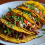 Tacos de masa de zanahoria rellenos con carne