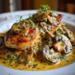 Pechuga de Pollo en Salsa Cremosa de Champiñones y Mostaza Dijon