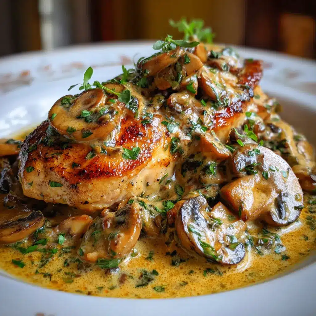 Pechuga de Pollo en Salsa Cremosa de Champiñones y Mostaza Dijon