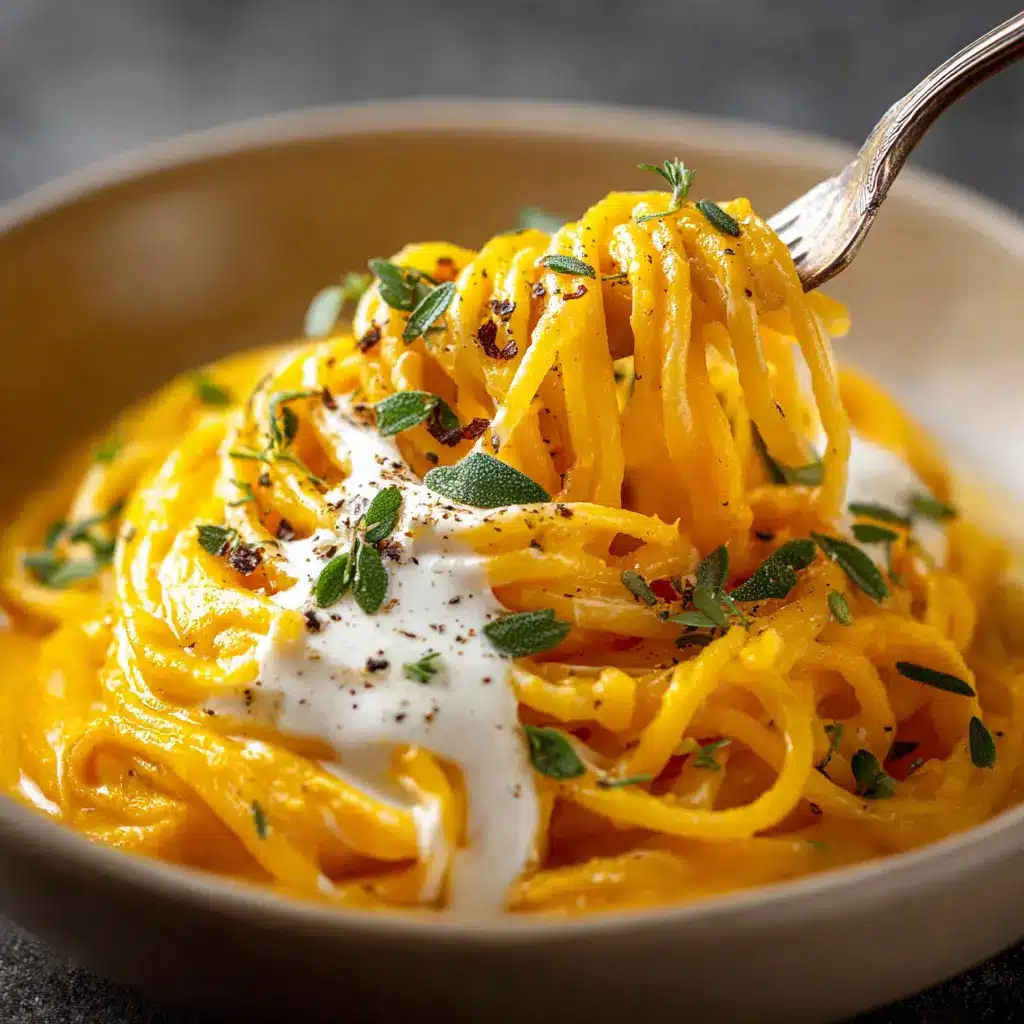 Espaguetis con crema de calabaza