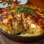 ARROZ AL HORNO CON QUESO Y POLLO DESHILACHADO