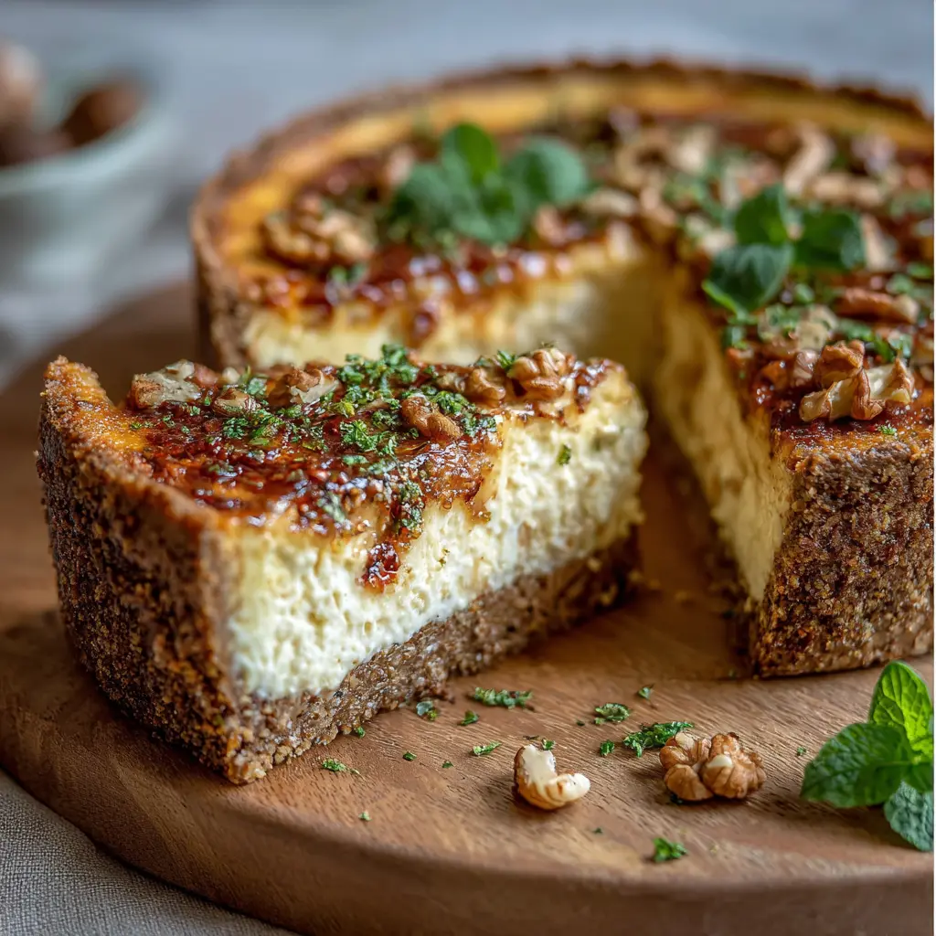 Tarta low carb con base de nuez y ricota