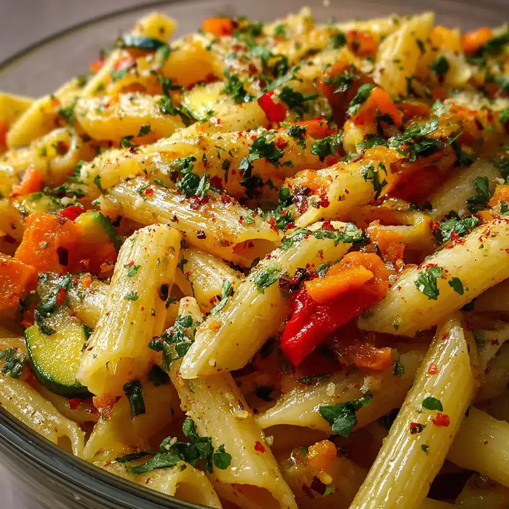 Pasta corta con vegetales y manteca aromática