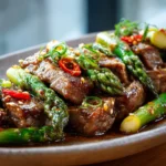 Tiritas de ternera con espárragos