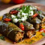 rollitos de hojas de parra rellenos de arroz