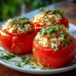 Tomates rellenos con atún y arroz