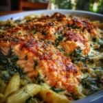 Plumas con Salmón y Espinacas al Gratín 🐟