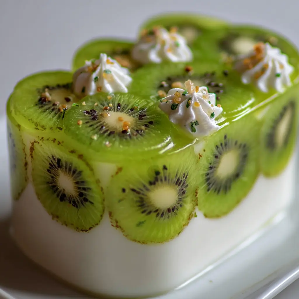 Gelatina de yogurt con kiwi