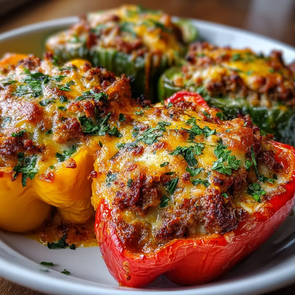 Pimientos Gratinados Rellenos de Carne 🫑🧀