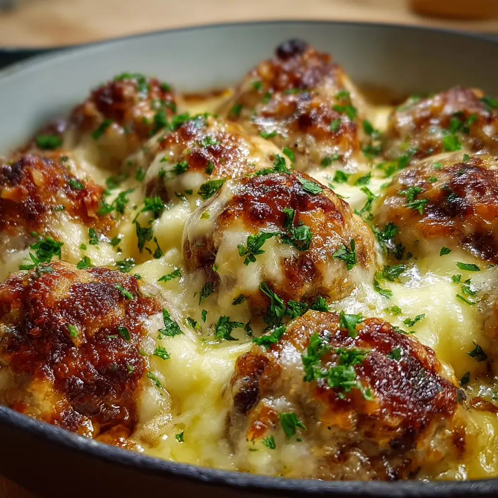 Albóndigas Gratinadas con Puré de Patatas y Queso