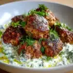 Mini albóndigas griegas con tzatziki