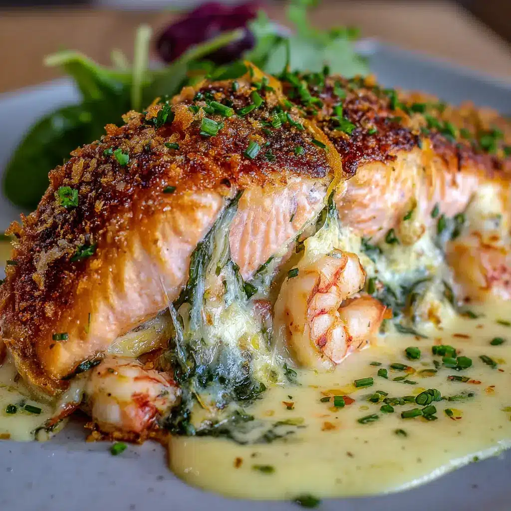 Salmón relleno cremoso de camarones