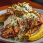 Canoas de plátano maduro con pollo y queso