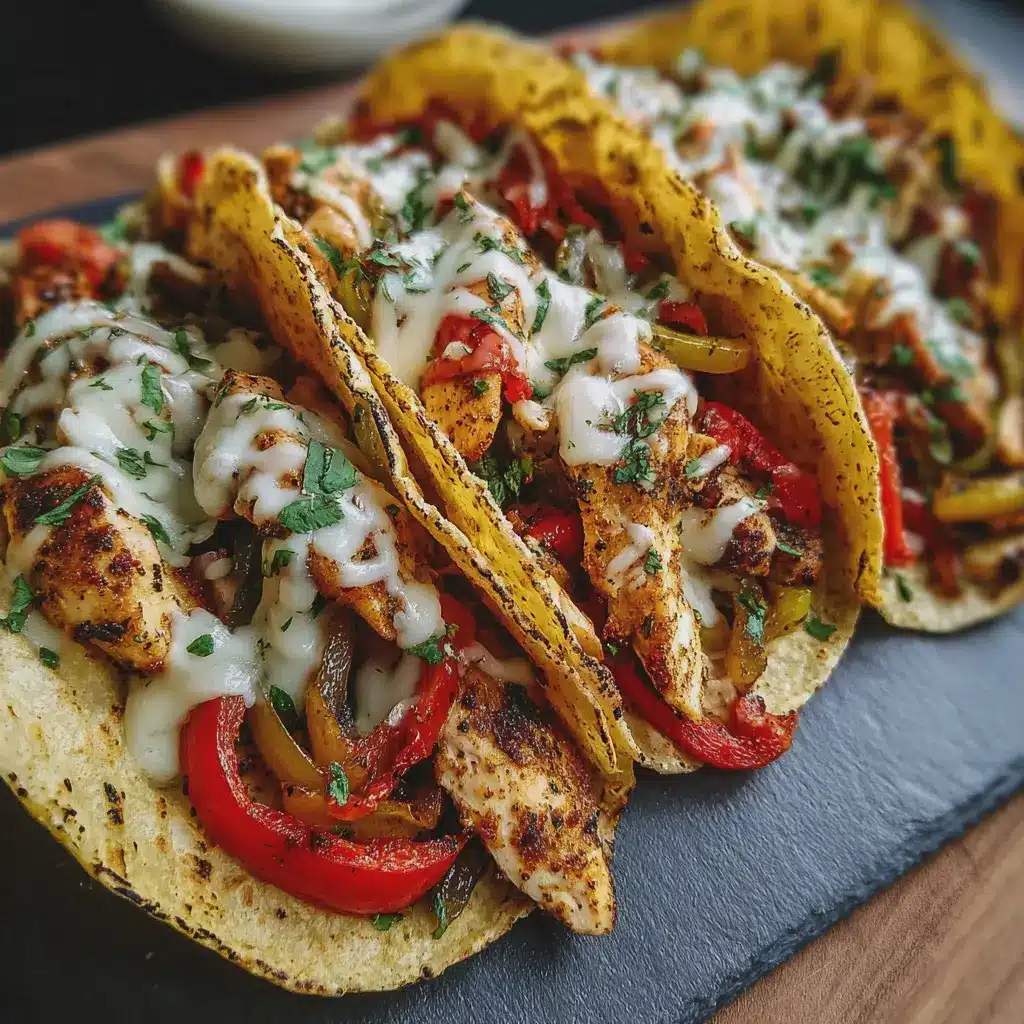 Tacos de Fajitas de Pollo con Queso