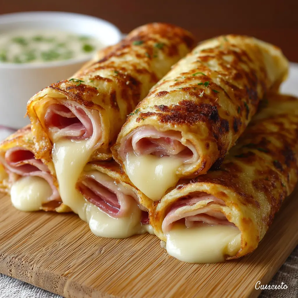 Rollitos de Tortitas con jamón y queso