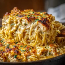 Fideos al horno cremosos con pollo y queso dorado: receta fácil y deliciosa