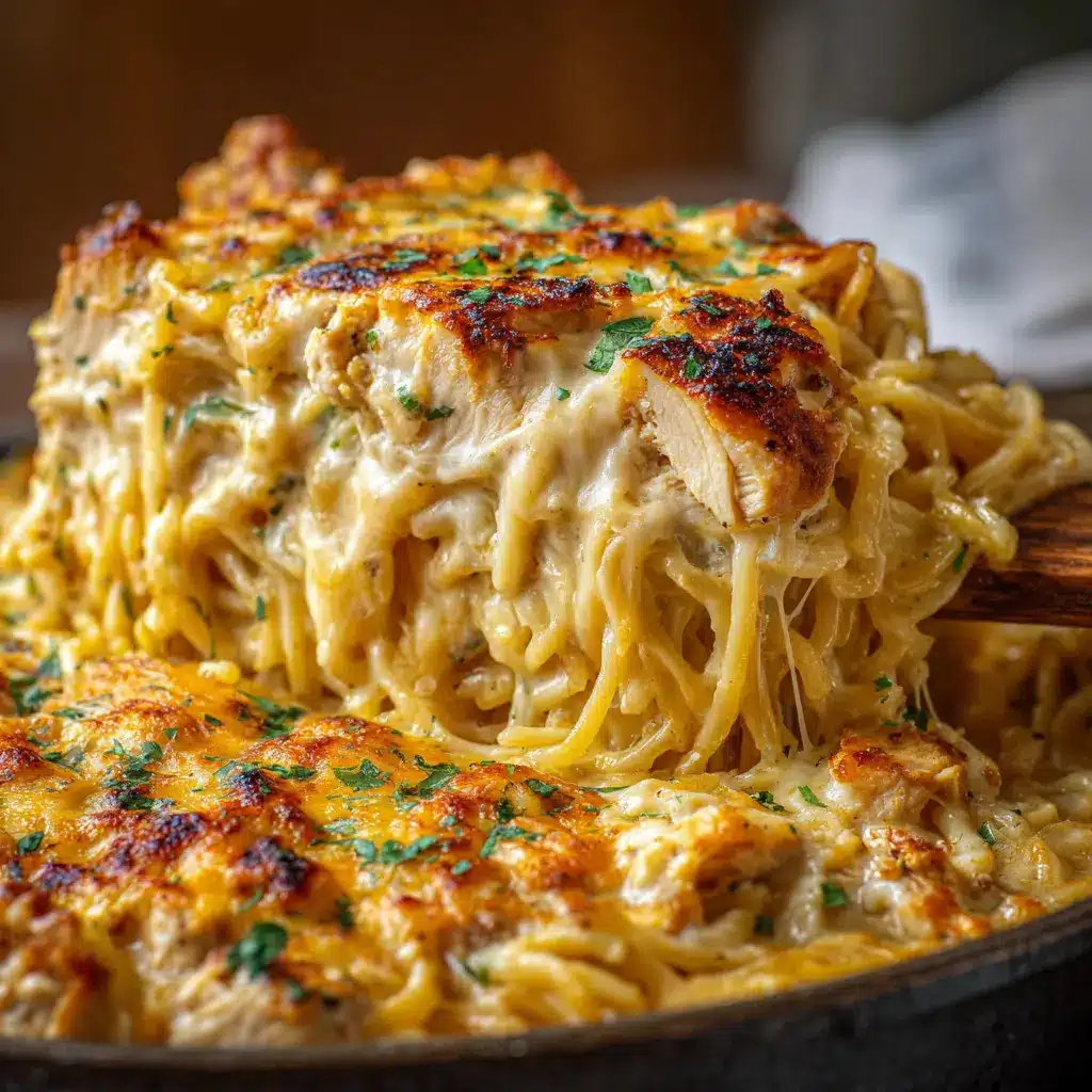 Fideos al Horno Cremosos con Pollo y Queso Dorado
