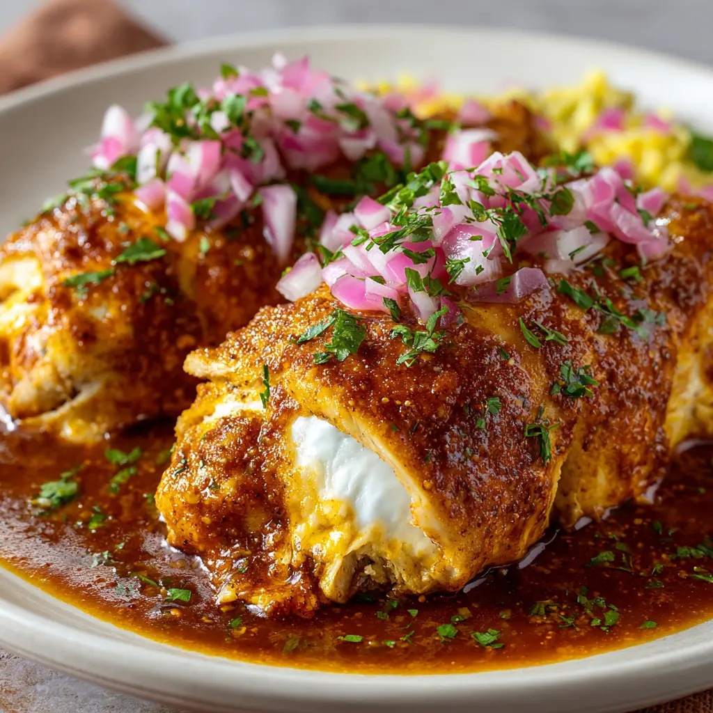 Pechugas rellenas en salsa de Chipotle