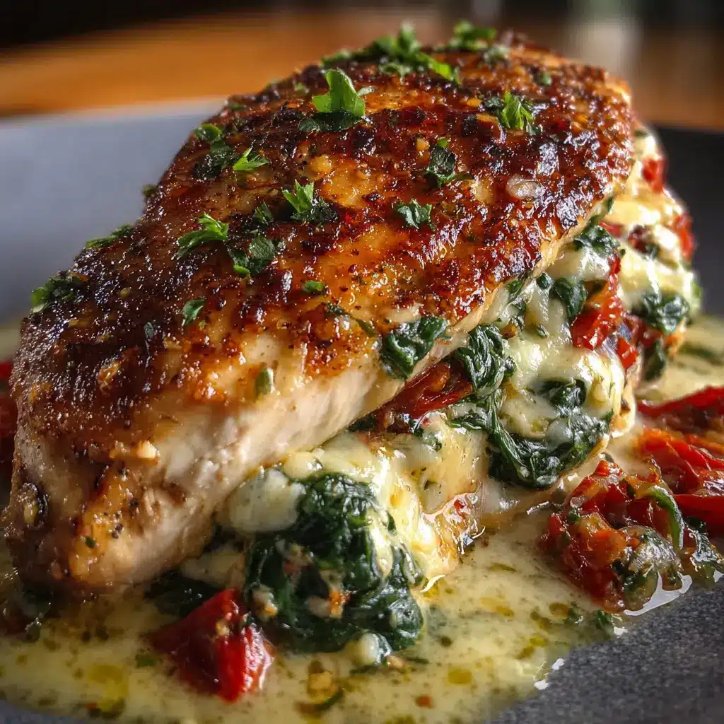 Pollo Relleno de Tomate Seco, Espinacas y Queso