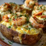 Papas rellenas de mariscos al horno
