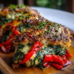 Pechuga de Pollo Rellena de Espinacas y Pimiento Rojo Asado