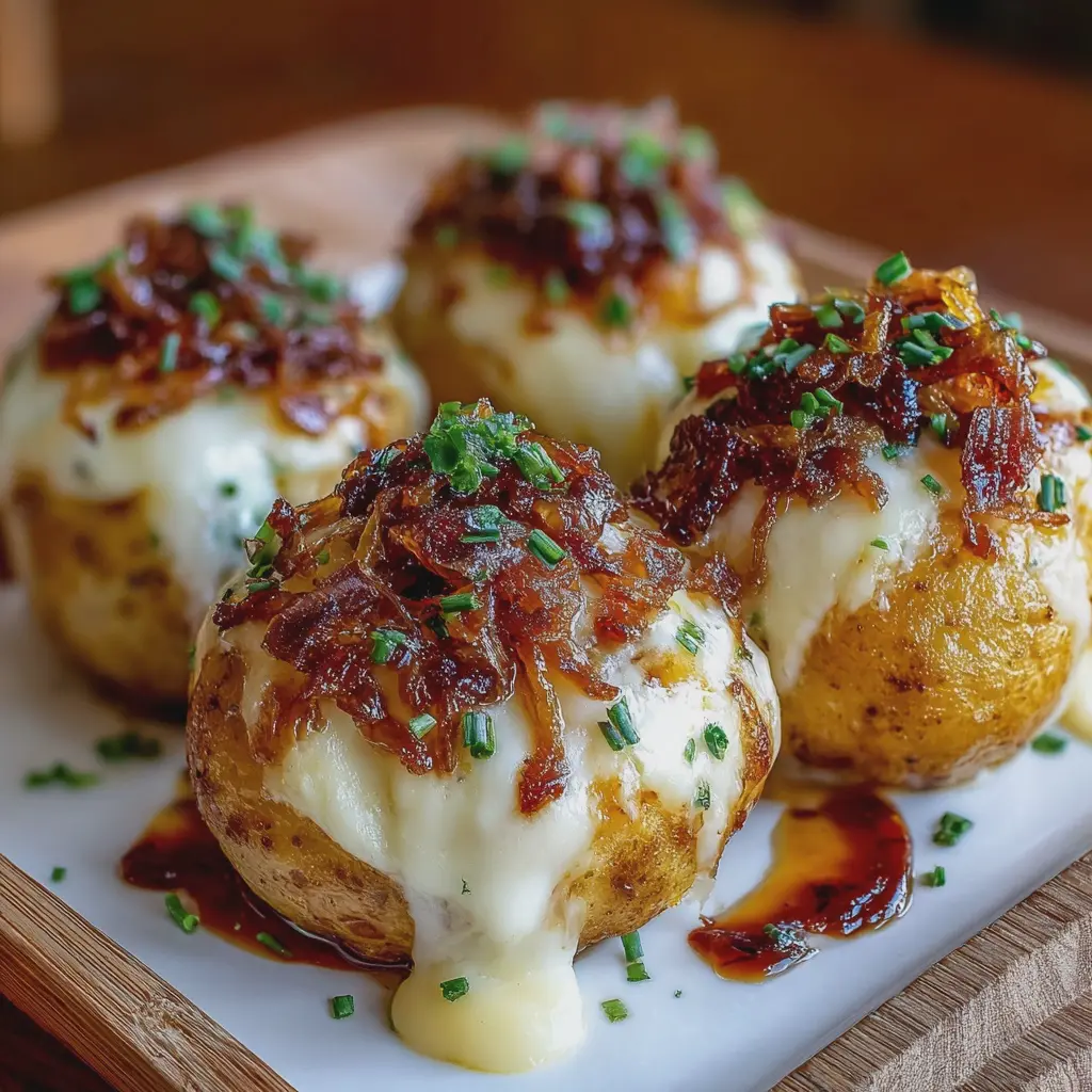 Papas Rellenas de Queso con Cebolla Caramelizada