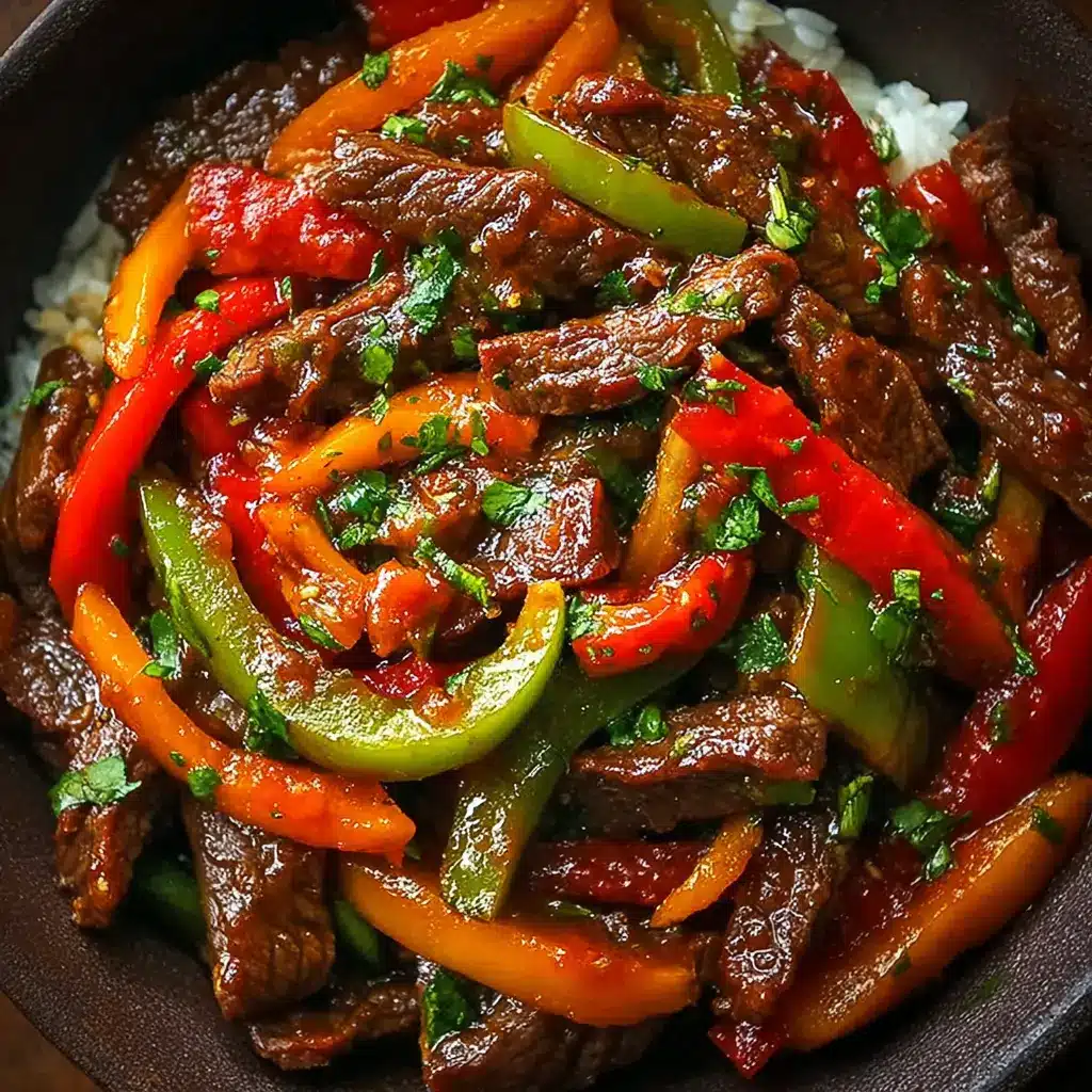 SALTEADO DE RES CON PIMIENTOS