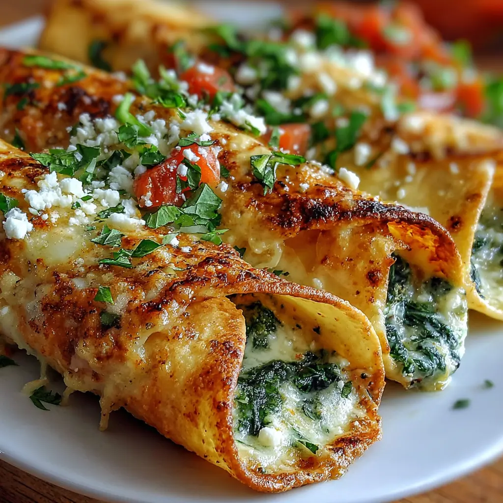 Flautas de Requesón con Espinacas Irresistiblemente Fáciles de Preparar