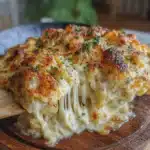 Fettuccine gratinado con mucho queso