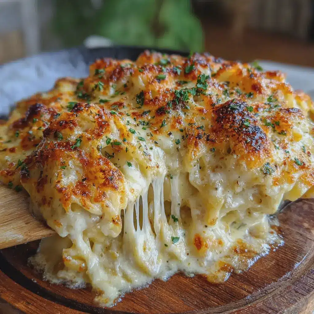 Fettuccine gratinado con mucho queso