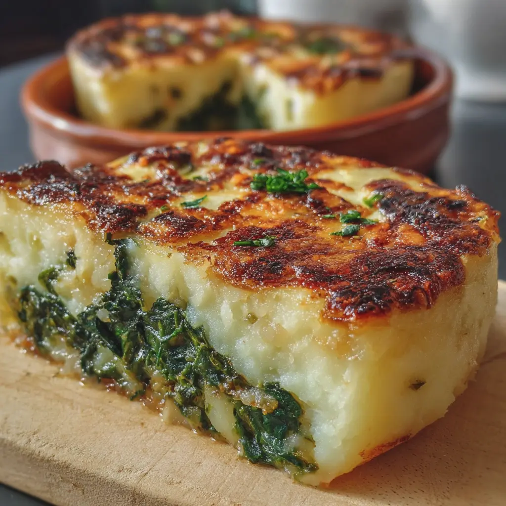 Pastel de Espinacas y Puré de Patatas