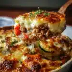 Gratinado de verduras con carne molida.
