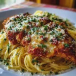 Pollo a la Parmesana Crujiente con Espaguetis