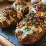 Papas Asadas Rellenas de Cebolla Francesa y Champiñones