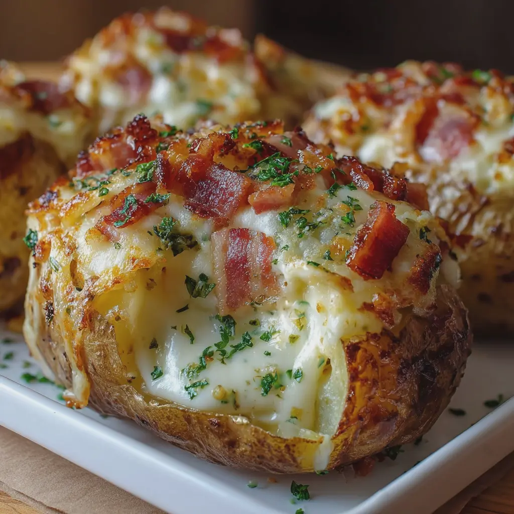 Patatas Rellenas de Queso y Turkey Bacon