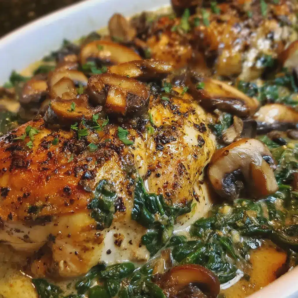 Pollo, Espinacas y Champiñones al Horno