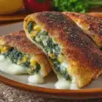 PIONONO DE ESPINACA RELLENO CON CHOCLO, CEBOLLA Y QUESO