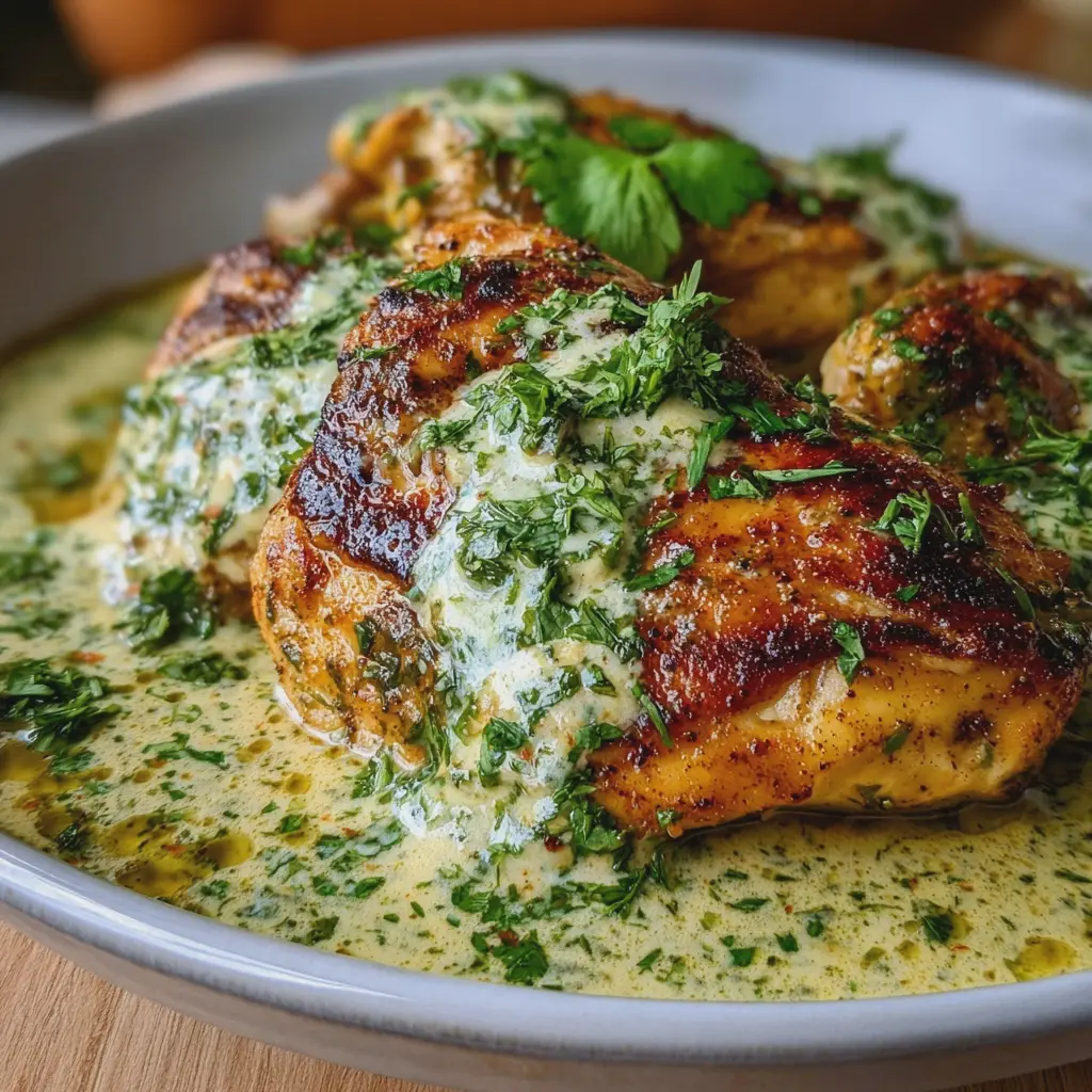 Pechuga de Pollo con Crema de Cilantro 🌿🍗