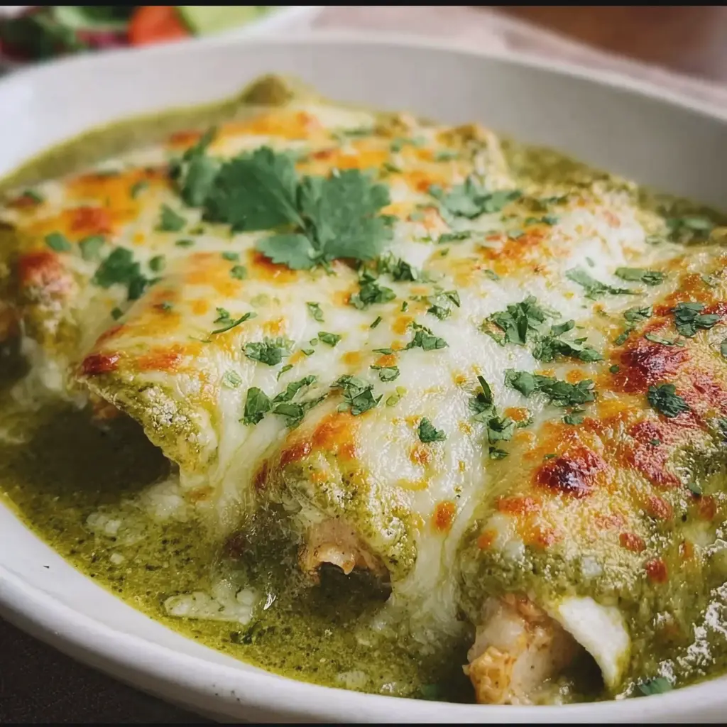 ENCHILADAS SUIZAS VERDES CON QUESO GRATINADO 😋